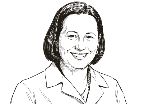 Ink portrait of Dr. Andrea Hersh